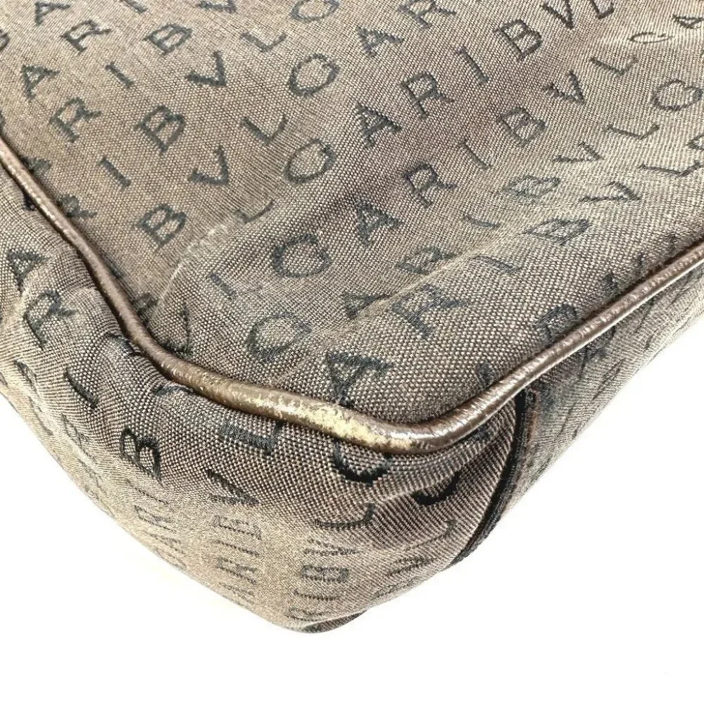 BVLGARI Hand Bag Logo mania briefcase bag Business bag Canvas Brown/Orange
